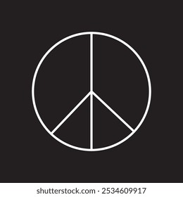 Peace Symbol Vector Icon on black ground