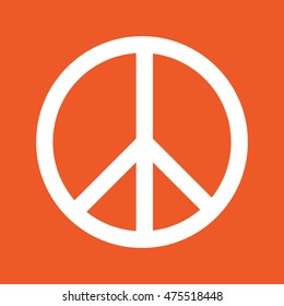 Peace symbol vector icon. Orange background