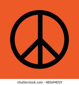 Peace symbol vector icon. Orange background