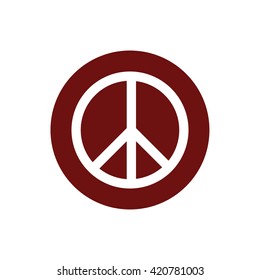 Peace symbol vector icon. Red circle. Red button