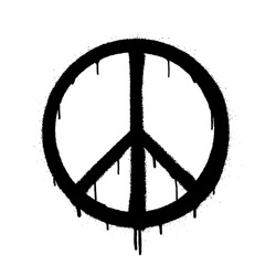 Peace Symbol Vector Icon. Spray Art Illustration With Smudges Of Spray Paint.