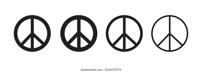 Peace symbol vector illustration. Black and white circle international peace icon for anti war or nuclear disarmament. american style vector.