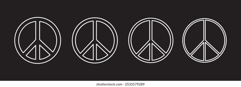 Peace symbol vector illustration. Black and white circle international peace icon for anti war or nuclear disarmament. american style vector.