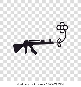 Peace symbol. Vector with transparency of a weapon with a flower, symbol of peace.