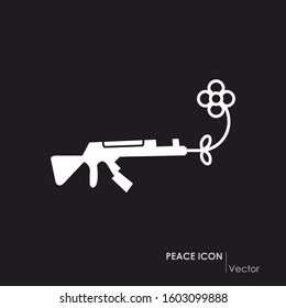 Peace symbol. Vector with transparency of a weapon with a flower, symbol of peace.