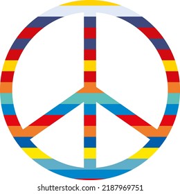 Peace symbol vector with transparent background. Multi-colored peace. Hippie symbol. Pacifist. World peace. Antiwar. 