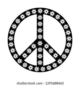 Peace Symbol with white flowers Vector Icon - Vector