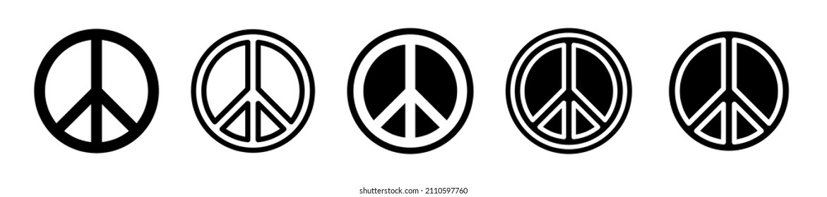 Peace Symbols, Pictograms And Signs Isolated On White Background. Peace Icon Set. Pacifism Symbols Set. Pacific Icons. International Symbol Of The Antiwar Movement Of The Disarmament. EPS 10