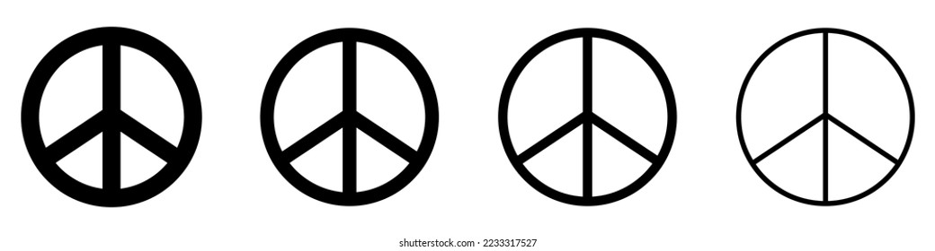 Peace symbols set. Black Peace symbols on white background. Vector illustration. Conceptual icon