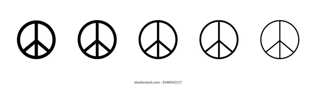 Peace symbols vector icons set. World peace signs collection