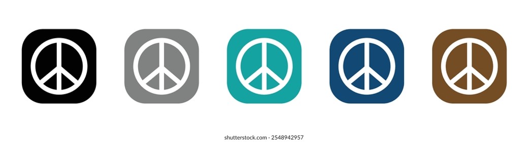 Peace symbols vector icons set. World peace graphic signs set