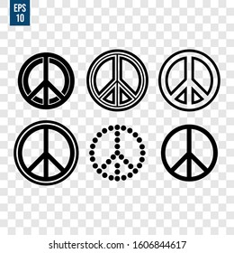 Peace symbols vector pack. Peace sign vector element. Isolated on transparent background. Eps 10