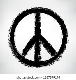 Peace Symbol.Vector Grunge Pacifist Sign.