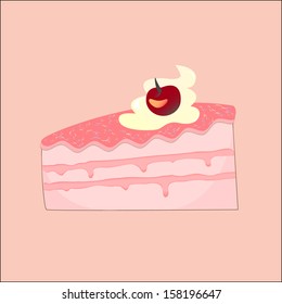 Peace of tasty pink cake