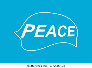 texto de paz aislado en un borde sobre un fondo azul