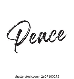 Peace text on white background.