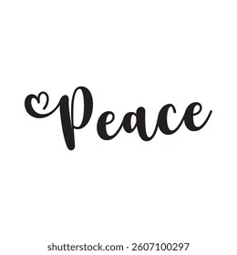 Peace text on white background.