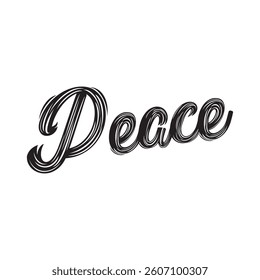 Peace text on white background.
