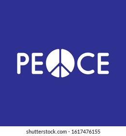 Peace text with symbol icon vector illustration, black and white