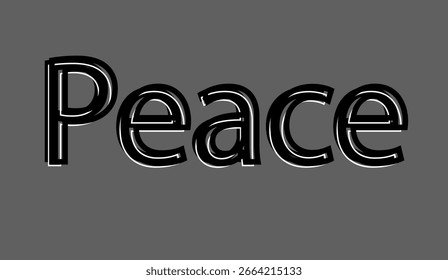 peace text written in lowercase letters.Vector lettering design.