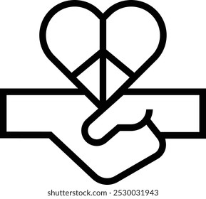 ícone do tratado de paz. Design de estilo linear fino isolado em fundo branco