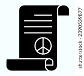 Peace treaty solid icon. Document with peace symbol vector illustration isolated on white. Pacific symbol on sheet glyph style design, designed for web and app. Eps 10