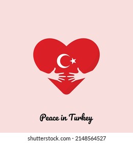 Peace in Turkey heart hug. Turkey heart with hugging arms vector illustration