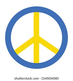 Peace for Ukraine clipart element. Blue and yellow vector sign, peaceful colors of Ukrainian flag