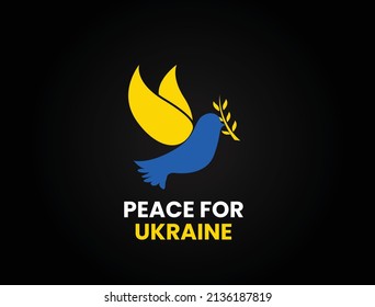 Peace for Ukraine concept vector illustration. Flying bird as a symbol of peace. Support Ukraine. Stop war sign. 