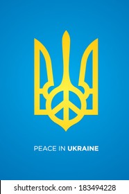 Peace in Ukraine Creative Poster design. Outstanding national trident symbol 