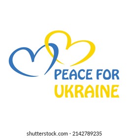 Peace for Ukraine with dove and Ukraine flag in heart shape. The concept of peace in Ukraine. 