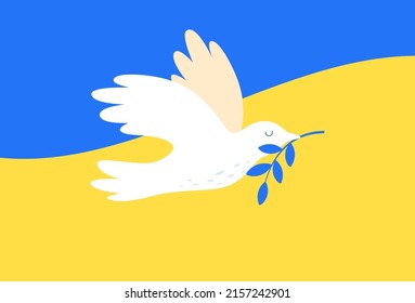 Peace in Ukraine. Dove of peace with the flag of Ukraine. Vector illustration