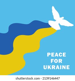 Peace for Ukraine. The dove will rise into the sky with the flag of Ukraine. Vector illustration