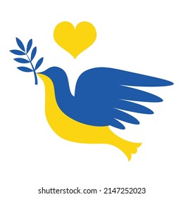 Peace for ukraine with flag and dove bird