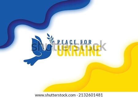 peace for ukraine with flag and dove bird