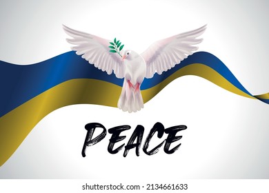 Peace to Ukraine. Ukraine flag with dove. Dove peace symbol. vector illustration. design