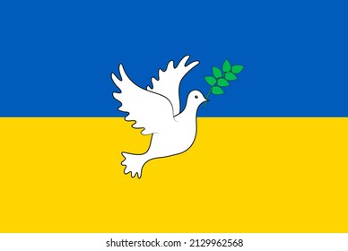 Peace for Ukraine, flag sign with peace dove,
Vector illustration
