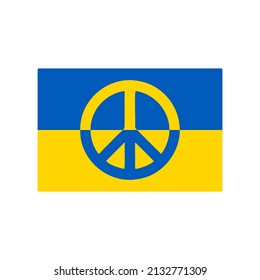 Frieden in der Ukraine. Ukraine Flagge und Friedenssymbol, Vektorgrafik.