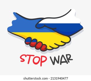 Paz a Ucrania. El vector del apretón de manos para poner fin a la guerra entre Ucrania y Rusia por la paz en Ucrania