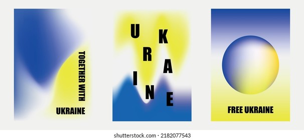 Peace for Ukraine. No more war. Set of gradient background with blue, and yellow. Vector illustration