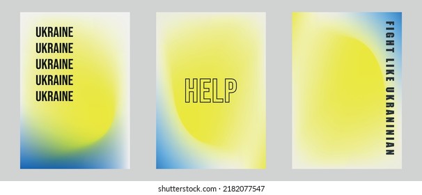 Peace for Ukraine. No more war. Set of gradient background with blue, and yellow. Vector illustration