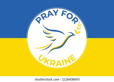Peace for Ukraine Poster. Banner Design. Peace and Dove Symbol. Support for Ukraine. Stop war in Ukraine. Logo and Icon vector design.