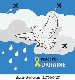 Peace for Ukraine Poster. The concept of peace in Ukraine, pray for Ukraine, Support Ukraine.