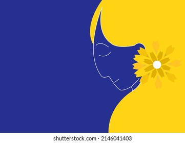 Paz en Ucrania. Diseño de afiches en apoyo al terrorismo ucraniano por parte de rusia. Silhouette de una chica llorando con los colores de la bandera ucraniana