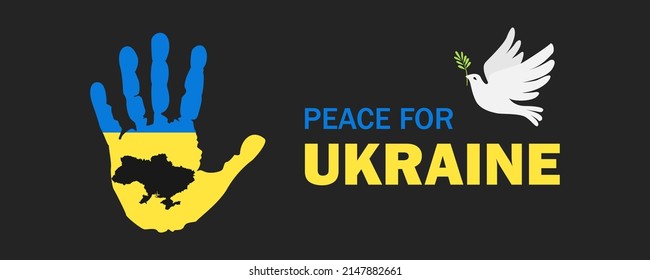 Peace for Ukraine. Pray for Ukraine. Stop the war. State flag of Ukraine. vector