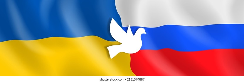 peace ukraine and russia flags stop war vector illustration