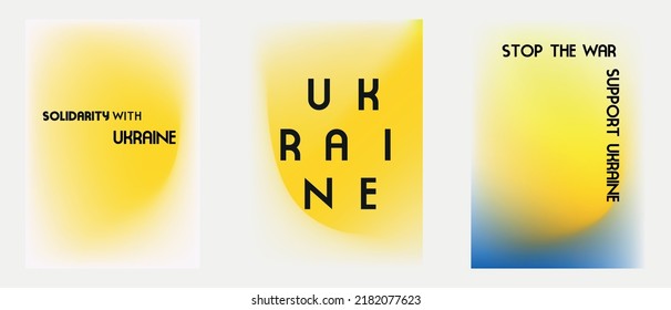 Paz para Ucrania. Conjunto de fondo degradado con azul y amarillo. Ilustración del vector 