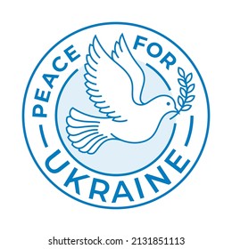 Peace for Ukraine symbol with dove icon. Support for Ukrainian peace sign. Vector illustration.