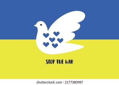 Peace in Ukraine. Vector illustration with blue and yellow color. Background banner design with dove