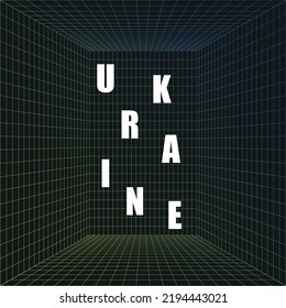  Peace for Ukraine. Vector illustration with blue and yellow color. Background design with abstract wireframe landscape.